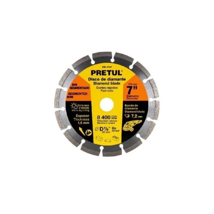 Disco De Corte 7'' Diamant. Segmentado Pretul #did-370p